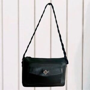 Brighton Black Leather Bag w/Braided Strap